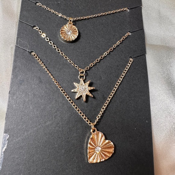 aera Jewelry - New Area Stars Multi-Layer Celestial Gold Tone Necklace Set NWT